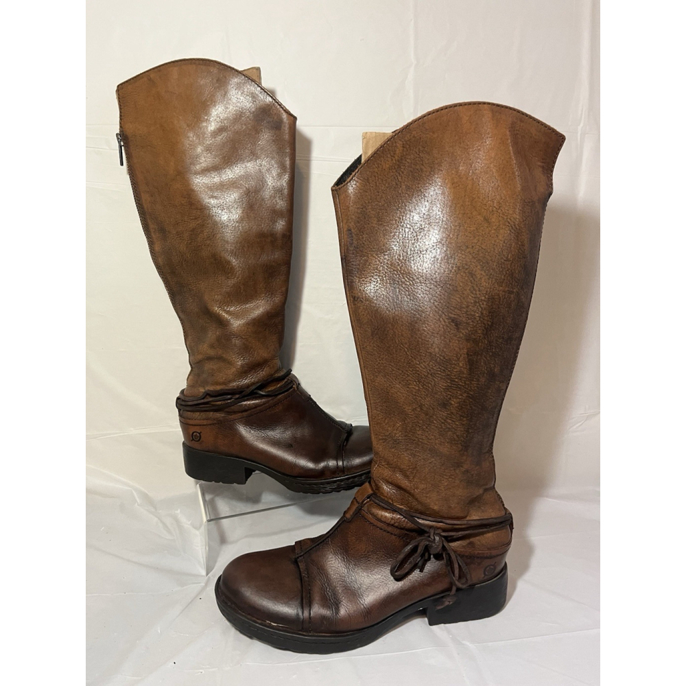 Born Shyra Tall Brown Leather Riding Boots Women Sz 8 - Picture 7 of 16